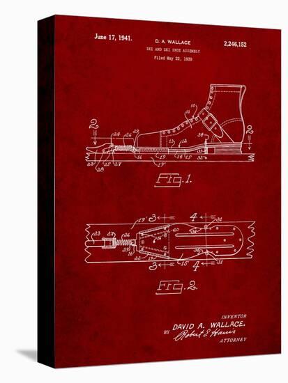Vintage Ski's Patent-Cole Borders-Stretched Canvas