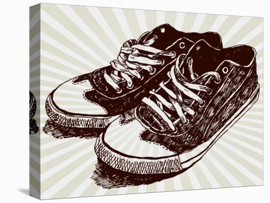 Vintage Sneakers Hand Drawn-tsaplia-Stretched Canvas