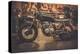 Vintage Style Cafe-Racer Motorcycle in Customs Garage-NejroN Photo-Premier Image Canvas