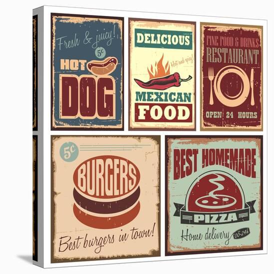 Vintage Style Tin Signs And Retro Posters-Lukeruk-Stretched Canvas