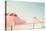 Vintage Summer Beach with Pink Pastel Parasols-Andrekart Photography-Premier Image Canvas