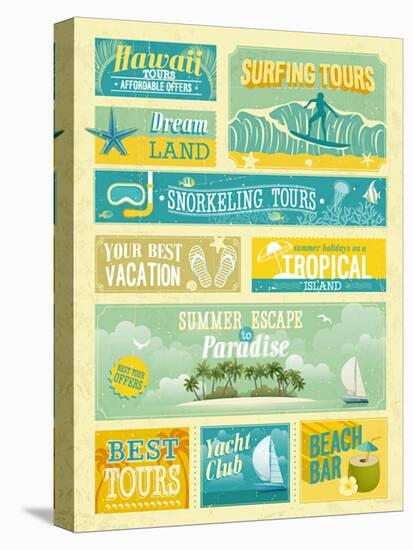 Vintage Summer Holidays And Beach Advertisements-avean-Stretched Canvas