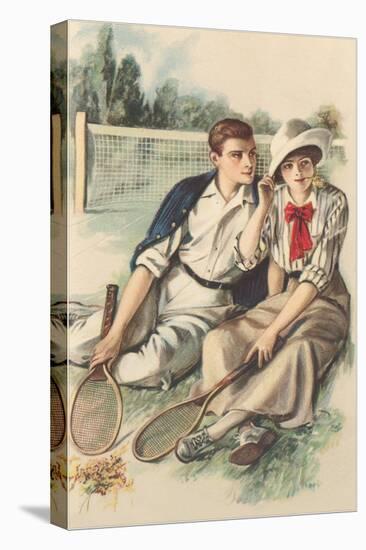 Vintage Tennis Couple-null-Stretched Canvas