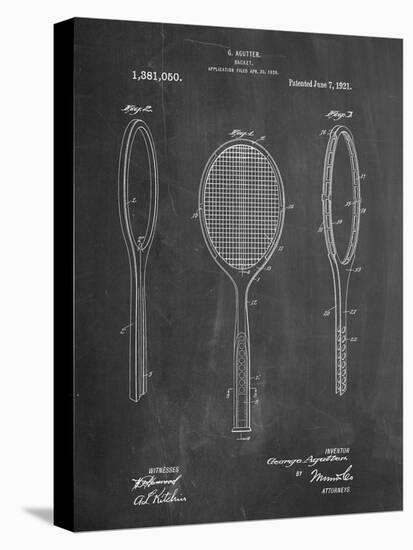 Vintage Tennis Racket Patent-Cole Borders-Stretched Canvas