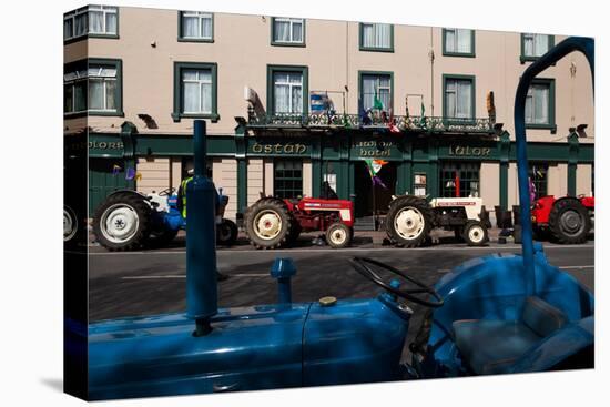 Vintage Tractors Lined Up Outside Lalors Hotel, Dungarvan, County Waterford, Ireland-null-Premier Image Canvas