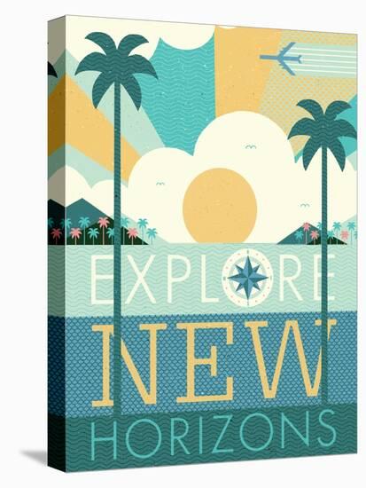 Vintage Travel Explore New Horizons-Michael Mullan-Stretched Canvas