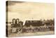 Vintage Travel Trailer with Outhouses-null-Stretched Canvas