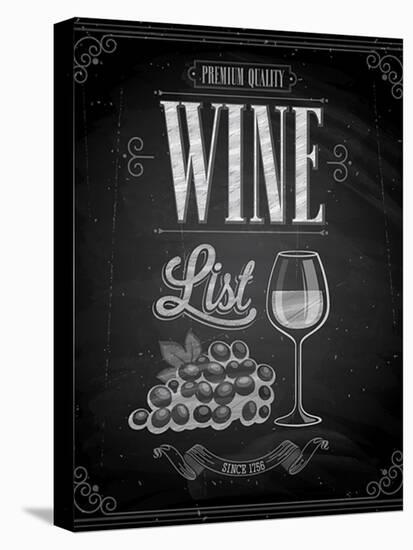 Vintage Wine List Poster Chalkboard-avean-Stretched Canvas