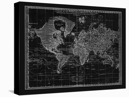 Vintage World Chart-Adam Shaw-Stretched Canvas