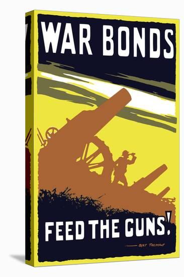 Vintage World War I Poster Featuring Soldiers Operating an Artillery Gun-Stocktrek Images-Stretched Canvas