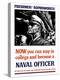 Vintage World War II Poster of a U.S. Naval Officer Holding Binoculars-Stocktrek Images-Premier Image Canvas
