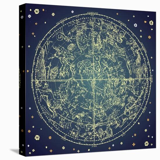 Vintage Zodiac Constellation Of Northern Stars-Alisa Foytik-Stretched Canvas