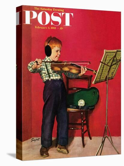 "Violin Practice" Saturday Evening Post Cover, February 5, 1955-Richard Sargent-Premier Image Canvas