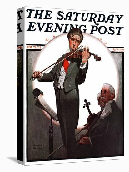 "Violin Virtuoso" Saturday Evening Post Cover, April 28,1923-Norman Rockwell-Premier Image Canvas