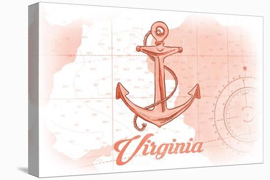 Virginia - Anchor - Coral - Coastal Icon-Lantern Press-Stretched Canvas