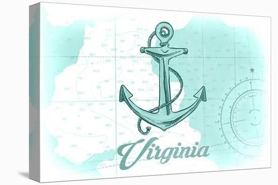 Virginia - Anchor - Teal - Coastal Icon-Lantern Press-Stretched Canvas