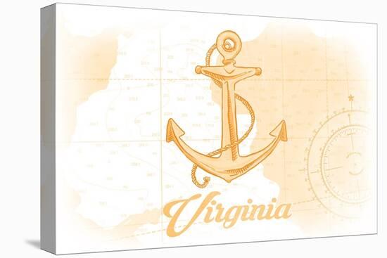 Virginia - Anchor - Yellow - Coastal Icon-Lantern Press-Stretched Canvas