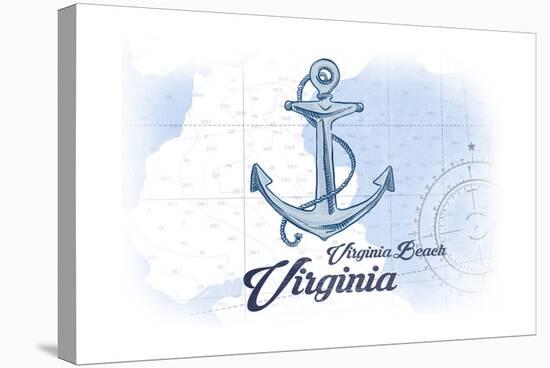 Virginia Beach, Virginia - Anchor - Blue - Coastal Icon-Lantern Press-Stretched Canvas