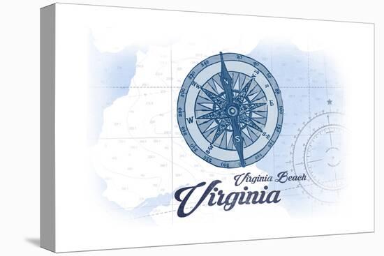 Virginia Beach, Virginia - Compass - Blue - Coastal Icon-Lantern Press-Stretched Canvas