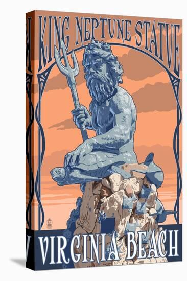 Virginia Beach, Virginia - King Neptune Statue-Lantern Press-Stretched Canvas
