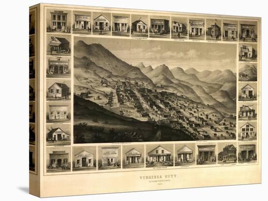 Virginia City, Nevada - Panoramic Map-Lantern Press-Stretched Canvas