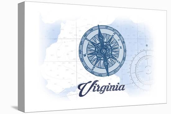 Virginia - Compass - Blue - Coastal Icon-Lantern Press-Stretched Canvas