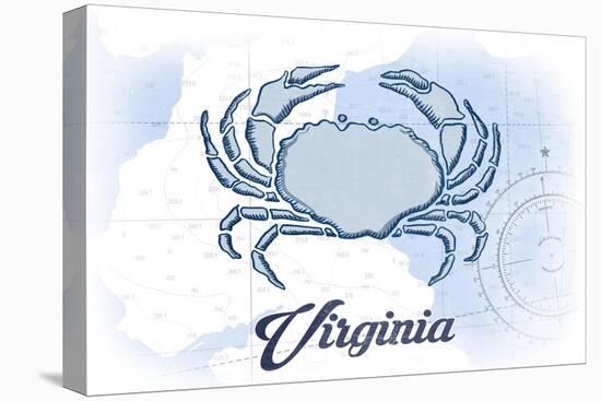 Virginia - Crab - Blue - Coastal Icon-Lantern Press-Stretched Canvas