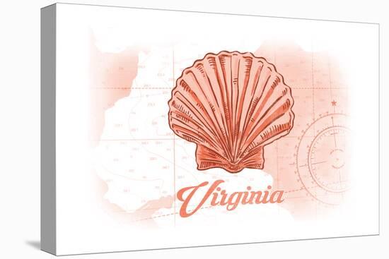 Virginia - Scallop Shell - Coral - Coastal Icon-Lantern Press-Stretched Canvas