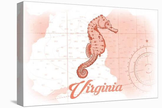 Virginia - Seahorse - Coral - Coastal Icon-Lantern Press-Stretched Canvas