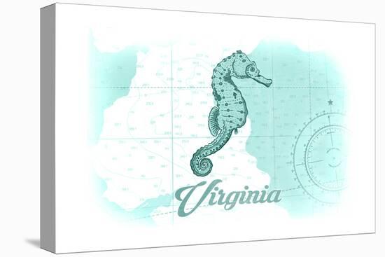 Virginia - Seahorse - Teal - Coastal Icon-Lantern Press-Stretched Canvas