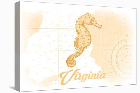 Virginia - Seahorse - Yellow - Coastal Icon-Lantern Press-Stretched Canvas