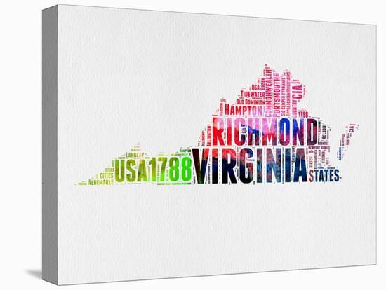 Virginia Watercolor Word Cloud-NaxArt-Stretched Canvas
