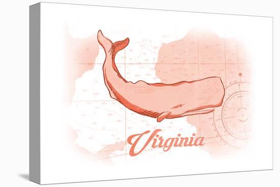 Virginia - Whale - Coral - Coastal Icon-Lantern Press-Stretched Canvas