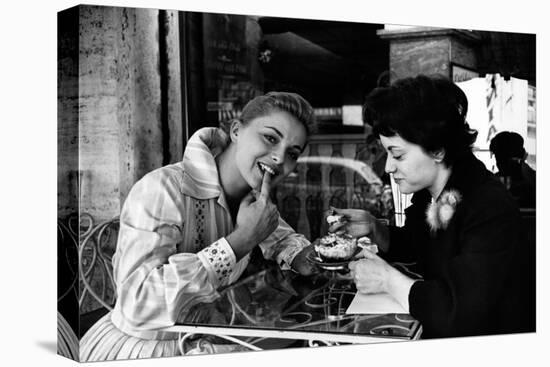 Virna Lisi Eating an Ice-Cream with Her Sister Esperia Pieralisi in Rome-Angelo Cozzi-Premier Image Canvas
