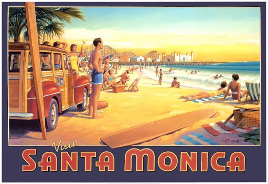 Visit Santa Monica-Kerne Erickson-Stretched Canvas