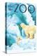 Visit the Zoo, Polar Bear and Cub-Lantern Press-Stretched Canvas