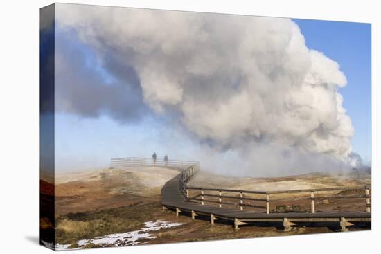 Visitors at the Gunnuhver Geothermal Area on Reykjanes Peninsula During Winter. Iceland-Martin Zwick-Premier Image Canvas