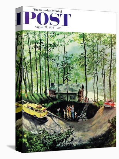 "Visitors to Cabin in the Woods" Saturday Evening Post Cover, August 23, 1958-Thornton Utz-Premier Image Canvas
