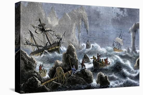 Vitus Bering's Russian Expedition Ships Wrecked Upon the Aleutian Isles, c.1741-null-Premier Image Canvas