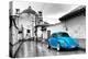 ¡Viva Mexico! B&W Collection - Blue VW Beetle Car in San Cristobal de Las Casas-Philippe Hugonnard-Premier Image Canvas