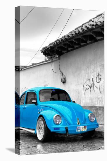 ¡Viva Mexico! B&W Collection - Blue VW Beetle in San Cristobal de Las Casas-Philippe Hugonnard-Premier Image Canvas