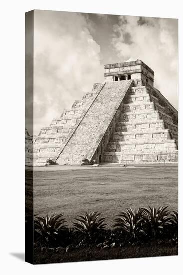 ¡Viva Mexico! B&W Collection - El Castillo Pyramid X - Chichen Itza-Philippe Hugonnard-Premier Image Canvas