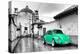 ¡Viva Mexico! B&W Collection - Green VW Beetle Car in San Cristobal de Las Casas-Philippe Hugonnard-Premier Image Canvas