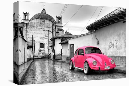 ?Viva Mexico! B&W Collection - Hot Pink VW Beetle Car in San Cristobal de Las Casas-Philippe Hugonnard-Premier Image Canvas