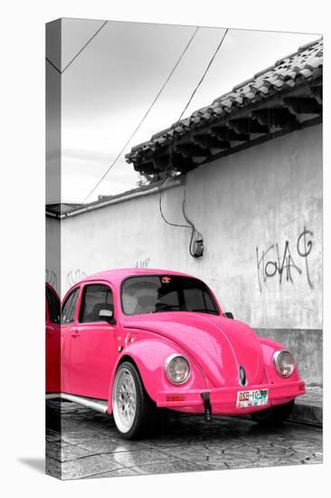 ¡Viva Mexico! B&W Collection - Hot Pink VW Beetle in San Cristobal de Las Casas-Philippe Hugonnard-Premier Image Canvas