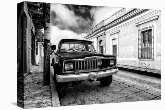¡Viva Mexico! B&W Collection - Old Black Jeep in San Cristobal de Las Casas-Philippe Hugonnard-Premier Image Canvas