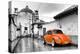 ¡Viva Mexico! B&W Collection - Orange VW Beetle Car in San Cristobal de Las Casas-Philippe Hugonnard-Premier Image Canvas