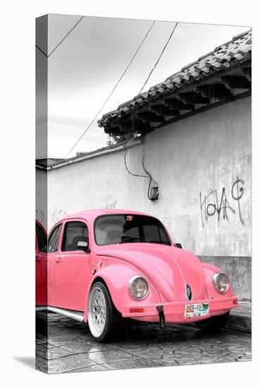 ¡Viva Mexico! B&W Collection - Pink VW Beetle in San Cristobal de Las Casas-Philippe Hugonnard-Premier Image Canvas