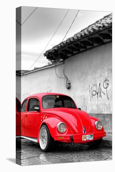 ¡Viva Mexico! B&W Collection - Red VW Beetle in San Cristobal de Las Casas-Philippe Hugonnard-Premier Image Canvas