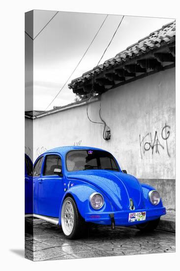 ¡Viva Mexico! B&W Collection - Royal Blue VW Beetle in San Cristobal de Las Casas-Philippe Hugonnard-Premier Image Canvas